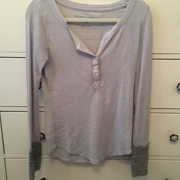Aeropostale Tops - Grey Button Long Sleeve
